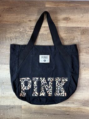 PINK Victoria’s Secret Black Leopard Print Canvas Tote